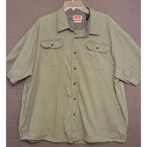 Wrangler Flex For Comfort‎ Button Up Shirt Mens Size 3XL Green Button Pockets